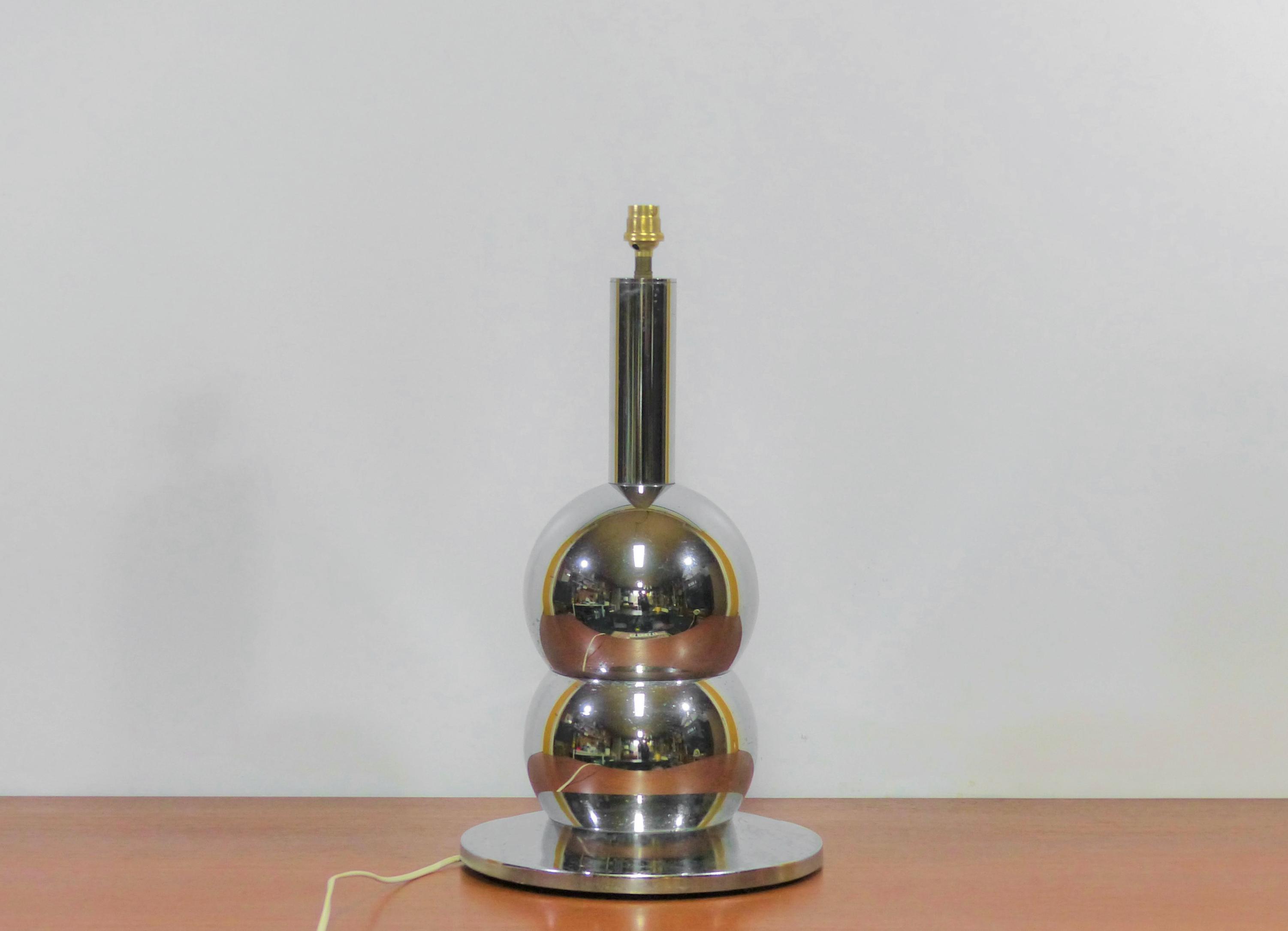 Pied de lampe space age chromée 1970