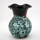 Petit vase corolle en céramique Fat Lava noir, rouge et blanc - Panassidi Vallauris France - vintage
