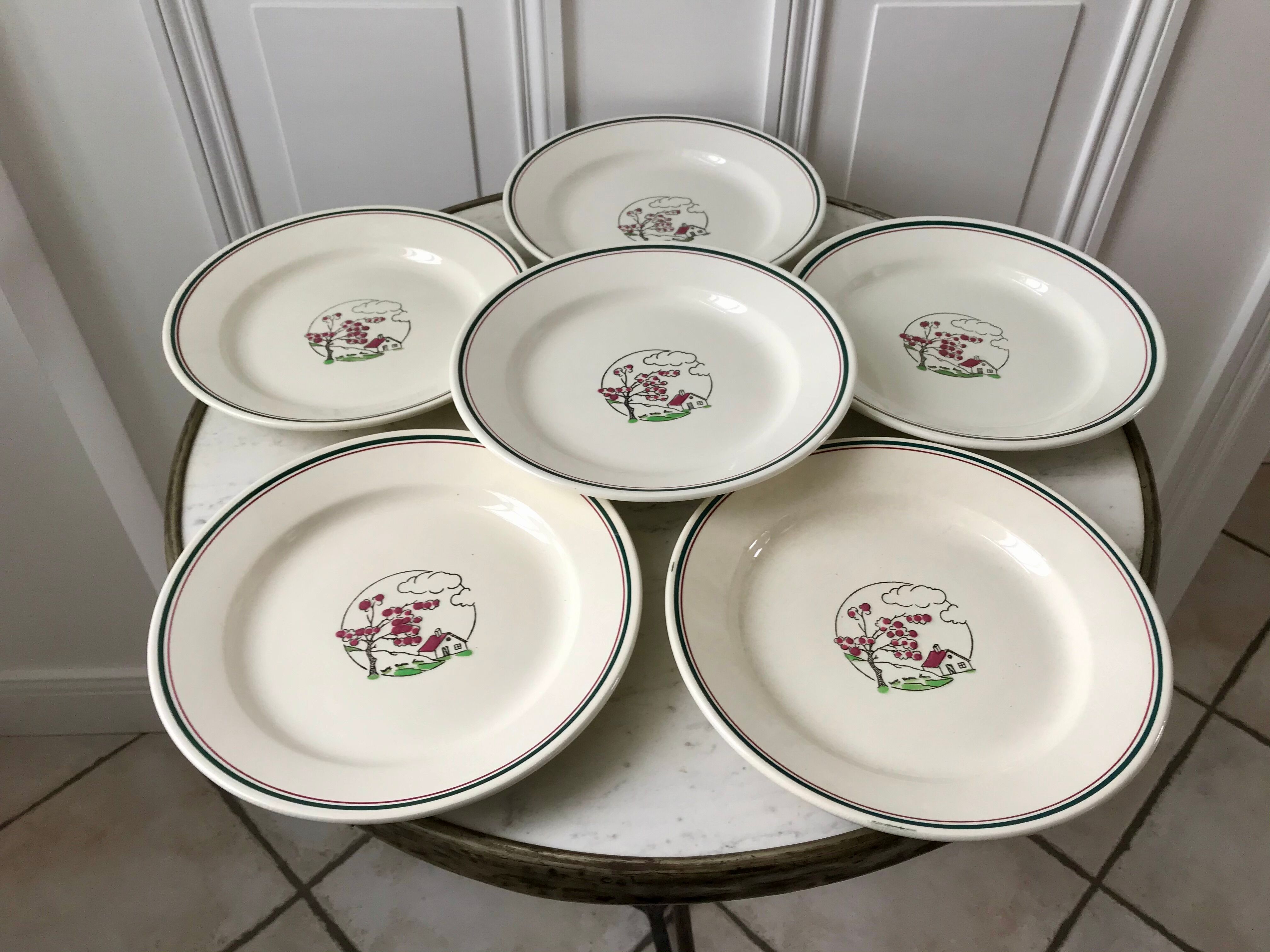 Set of 6 flat plates salins model "april" years 30-40