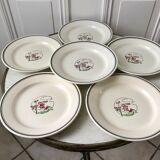 Set of 6 flat plates salins model "april" years 30-40