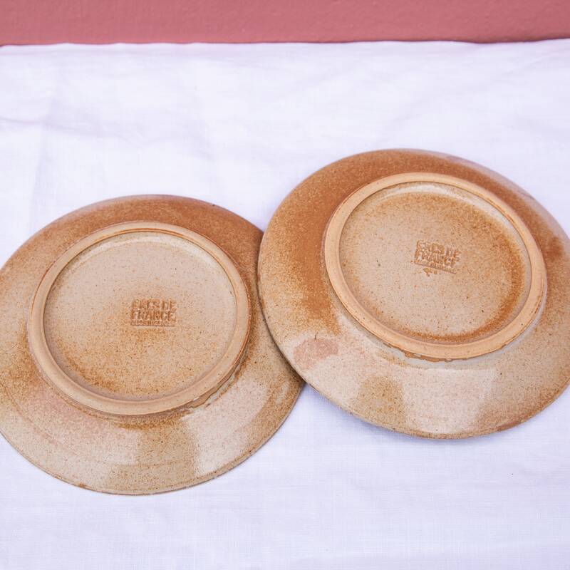 2 cups and their saucer, stoneware from France