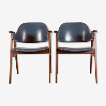 Pair of Danish armchairs with original vinyl