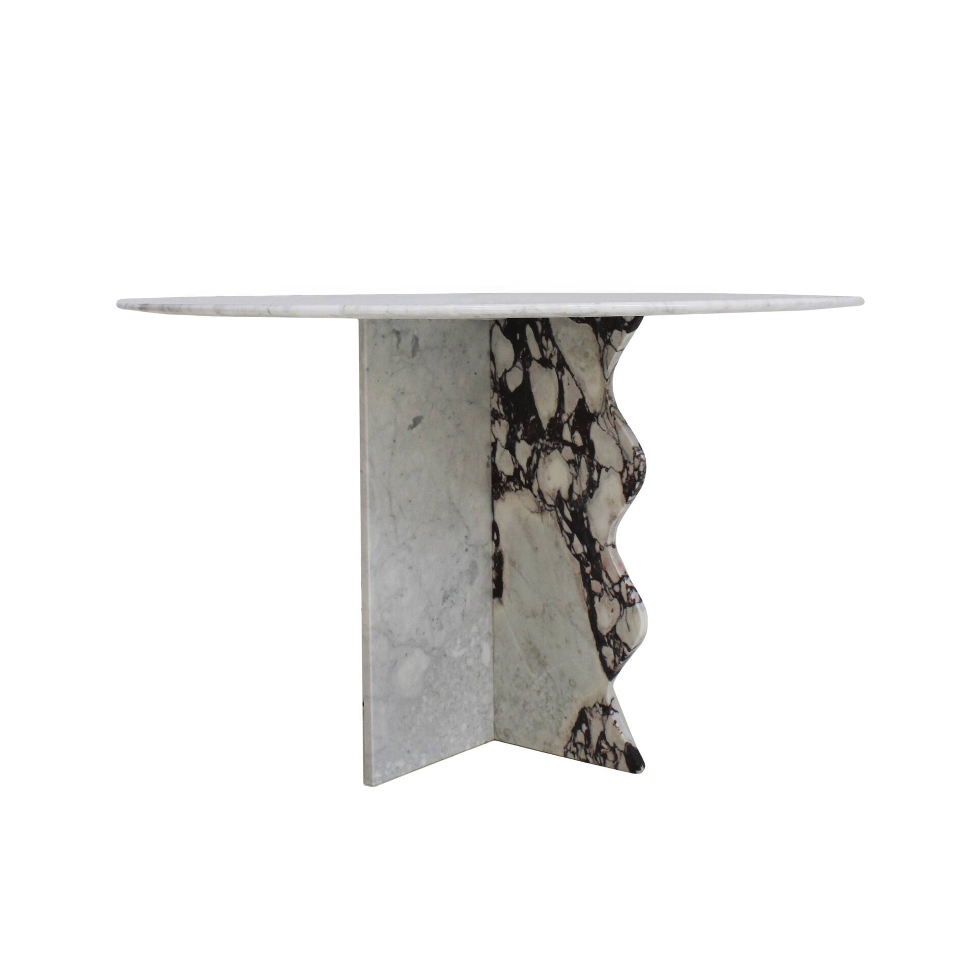 Contemporary Calacatta and Carrara Marble Round Table Designed by L.A. Stud