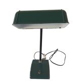 Old Vintage Functional Art Deco Green Enameled Industrial Desk Lamp