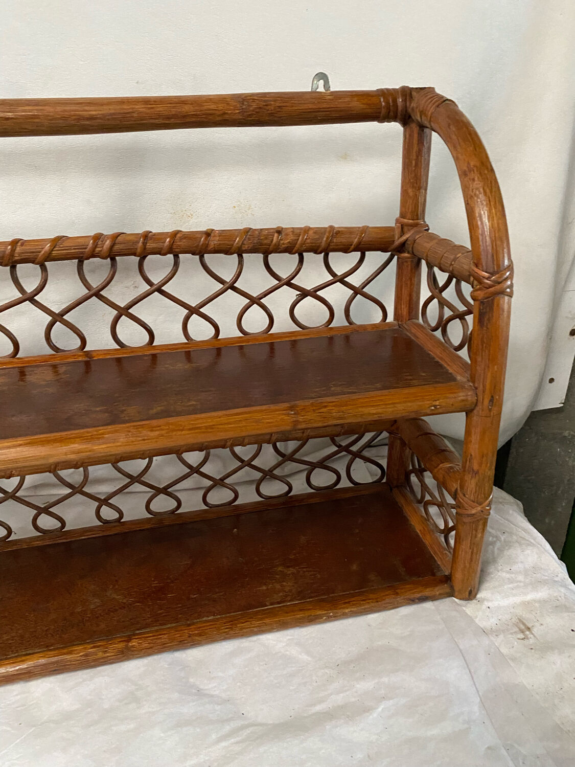 Vintage rattan shelf