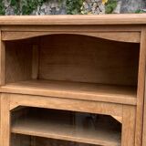 Armoire parisienne vitrée Art Déco asymétrique en chêne brut, 1930