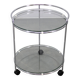 Mid-century round serving table, chrome and glass, Italy, 1980s