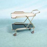 Vintage brass service trolley from the 1960s, Midcentury brass bar trolley.