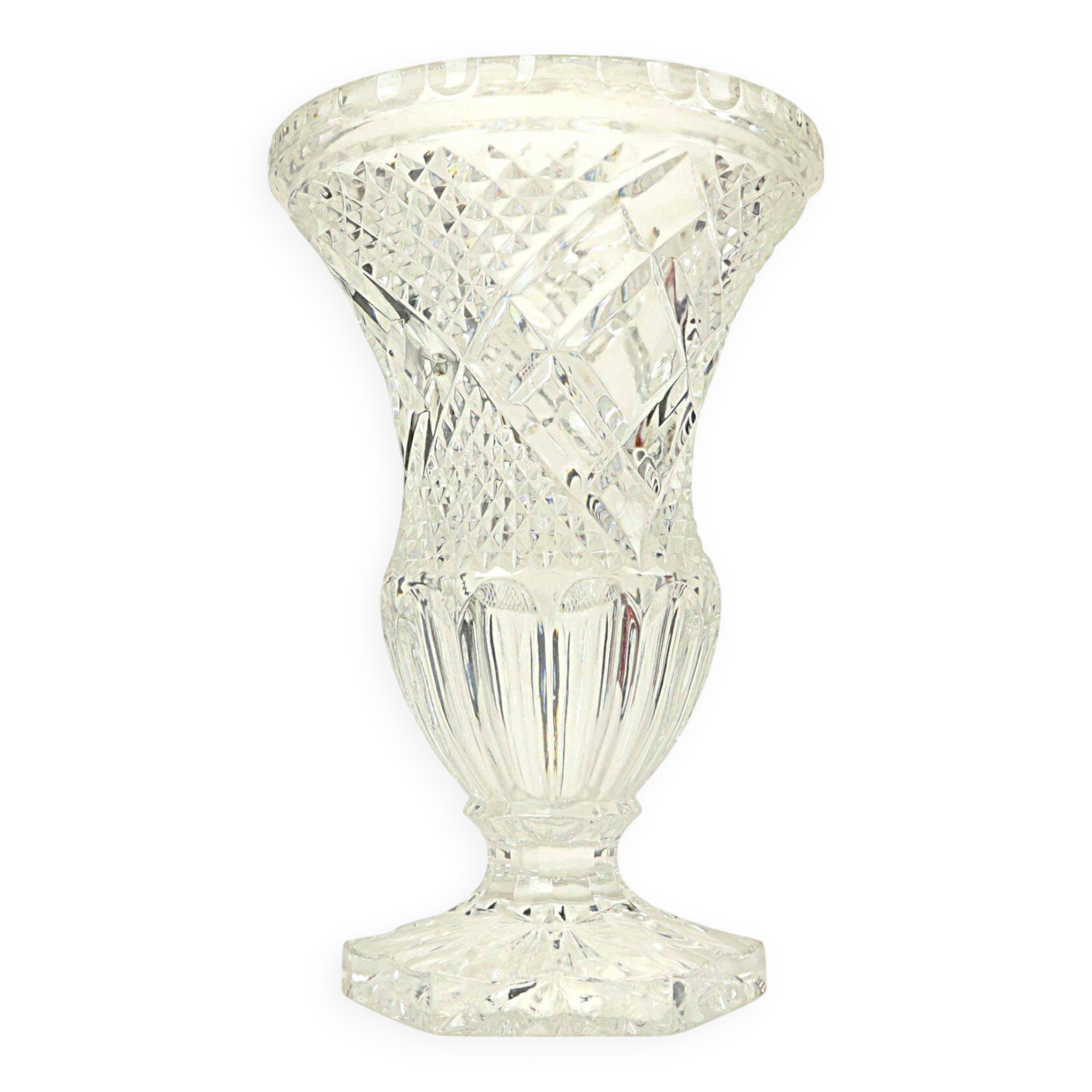 Vintage Vase Bohemian Crystal Diamond Pattern Medici 23cm