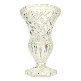 Vase Vintage Cristal de Bohème Motif Diamant Médicis 23cm