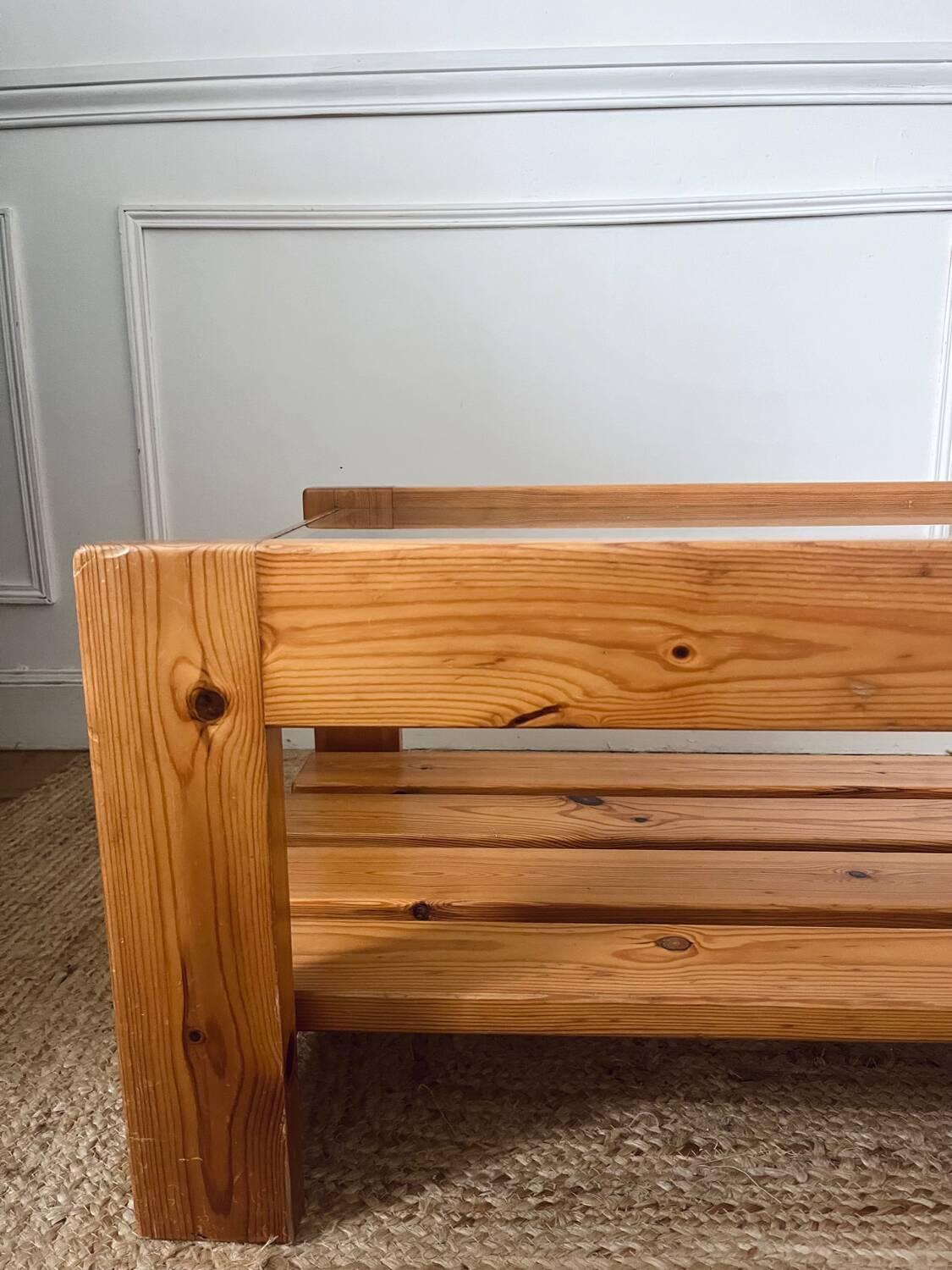 Vintage pine and glass coffee table