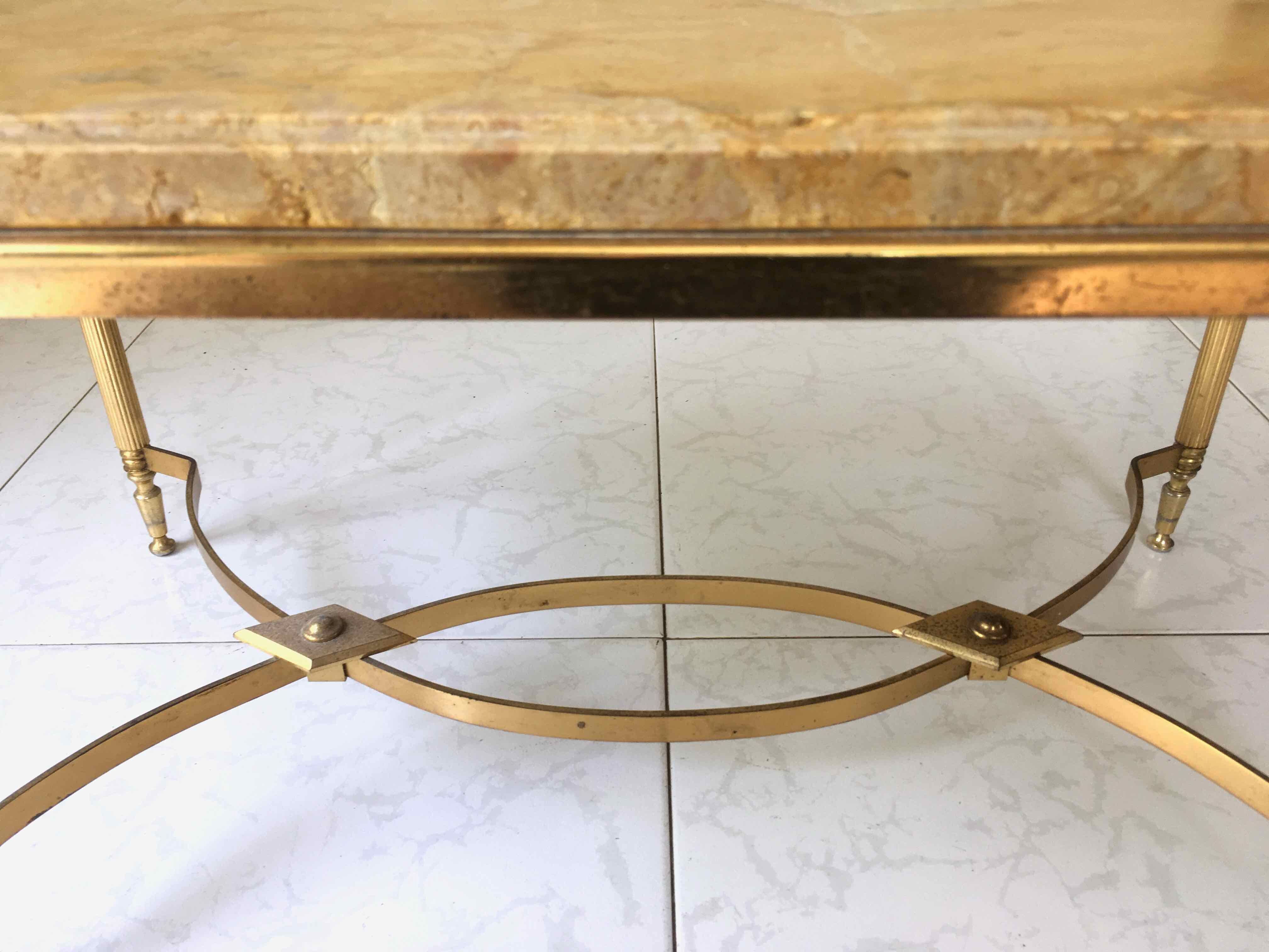 Marble and gilded metal coffee table