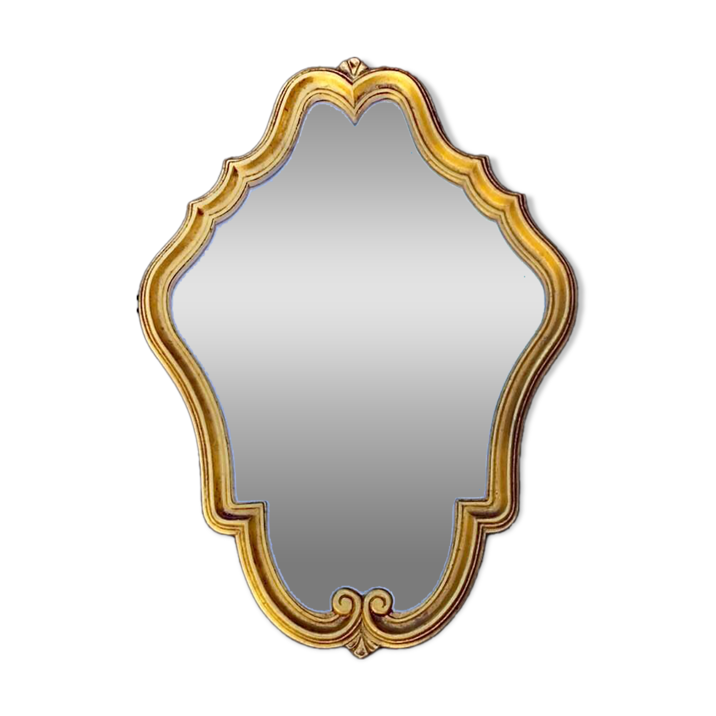 Antique Rococo wall mirror in gilded resin - H55 cm