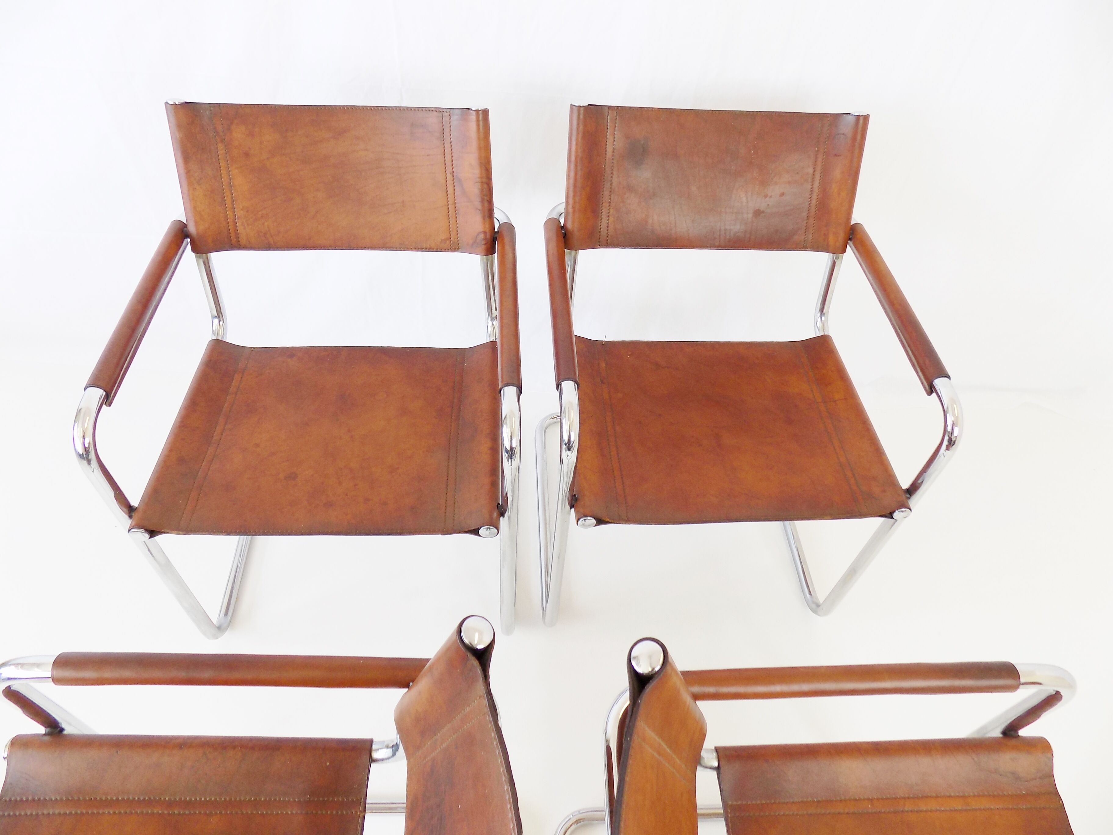 Matteo Grassi MG5 set of 4 leather cantilever chairs