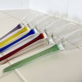 Set of 6 Vintage Champagne Flutes with Stand, German Handblown Glass