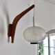 Scandinavian teak opaline wall light