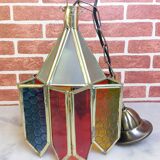Glass and metal chandelier