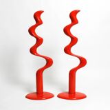 Two large limited abstract metal floor sculptures in red