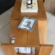 Brutalist coffee table in solid elm — Maison Regain (1970s)