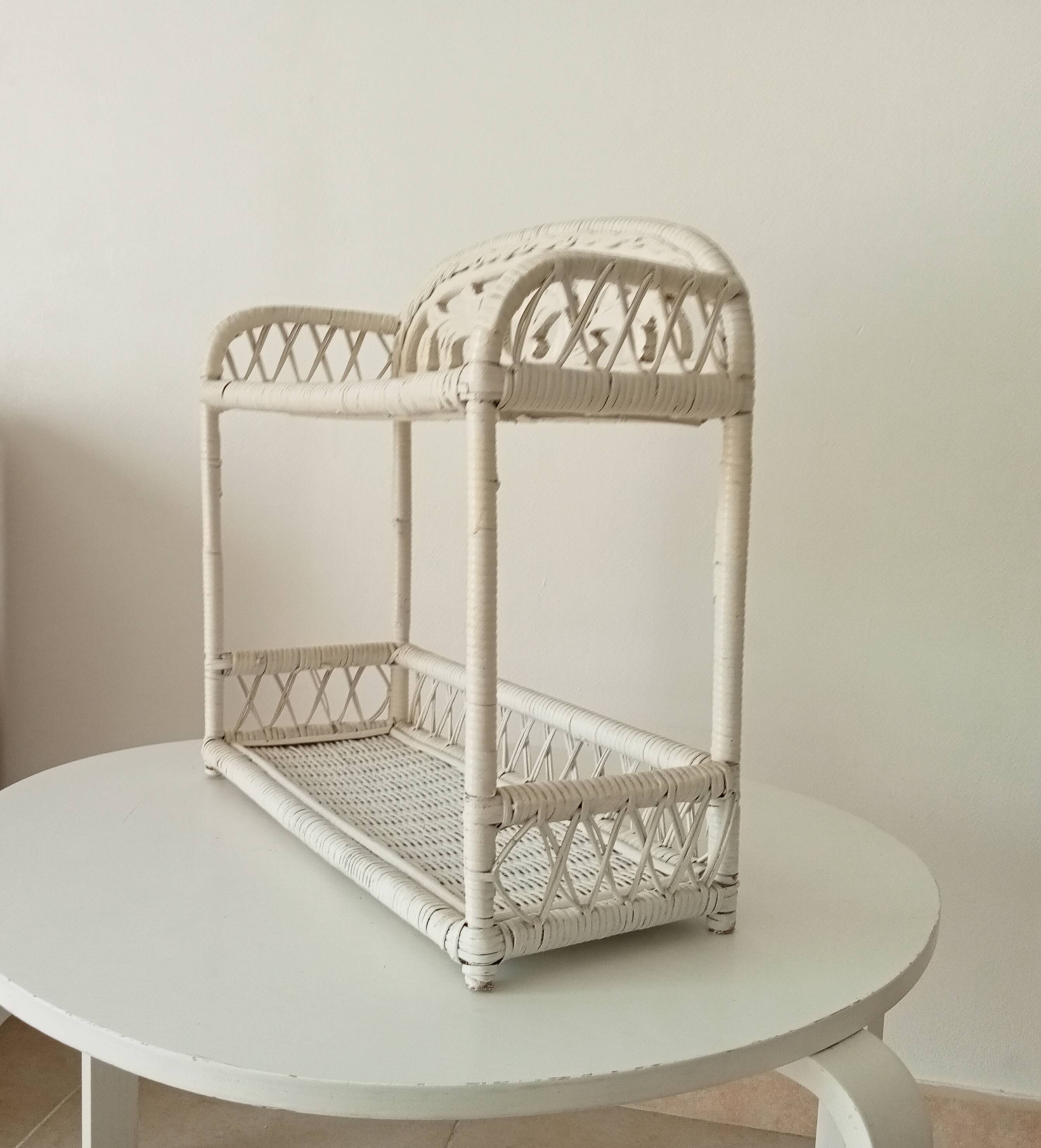 Vintage rattan wall shelf