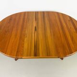 Table à manger ronde en teck danois avec rallonge, années 1970