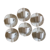Set of 6 cups in glazed earth with Pierre Motton godrons in Gien 1960
