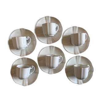 Set of 6 cups in glazed earth with Pierre Motton godrons in Gien 1960
