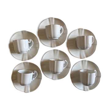 Set de 6 tasses en terre vernissée à godrons Pierre Motton à Gien 1960