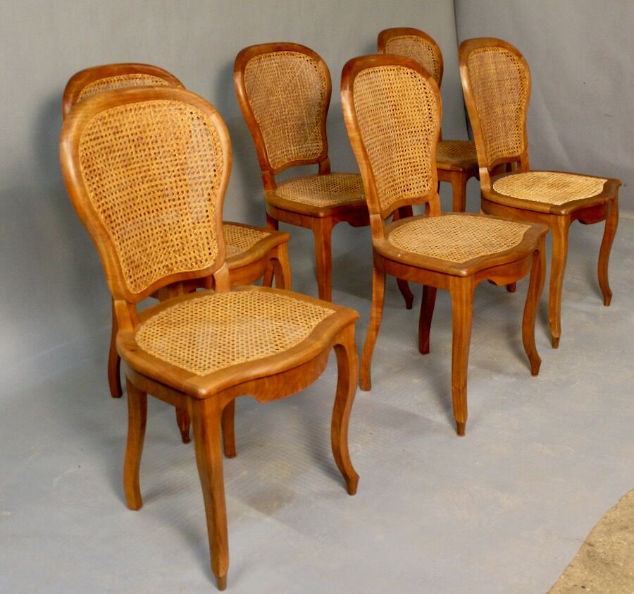 Suite of 6 chairs cannées en merisier Louis Philippe