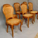 Suite of 6 chairs cannées en merisier Louis Philippe