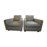 2 Chester armchairs in Italian heather gray fabric published by Habitat