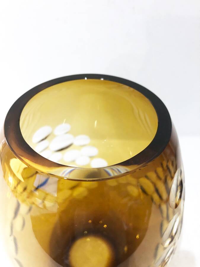 Vintage ochre crystal vase, 1970s