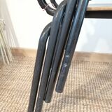 Series of 4 wooden and metal school chairs