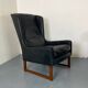 Fauteuil vintage à dossier à oreilles en cuir noir par Rudolf Glatzel pour Kill, 1960