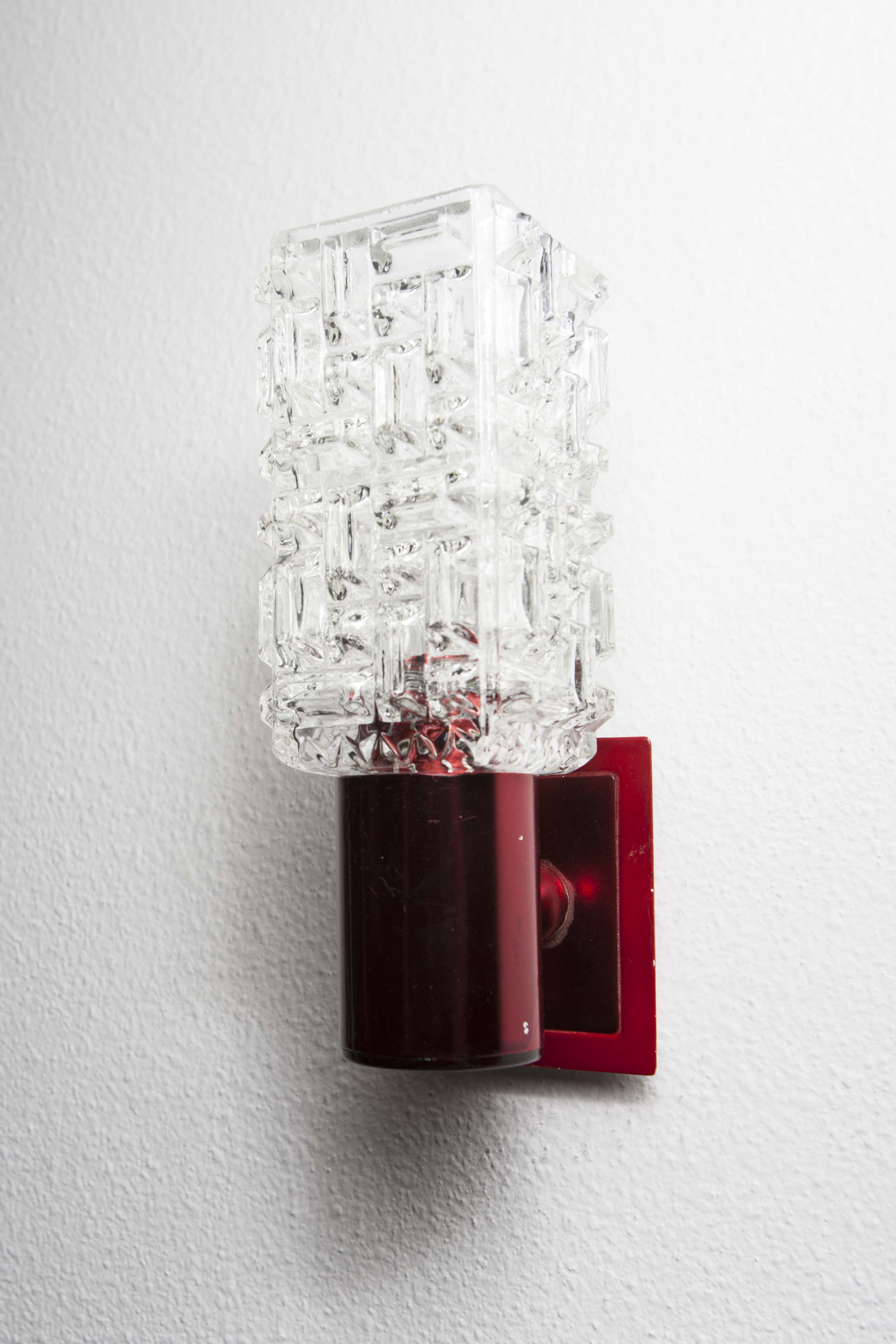Pair of red wall light 1970