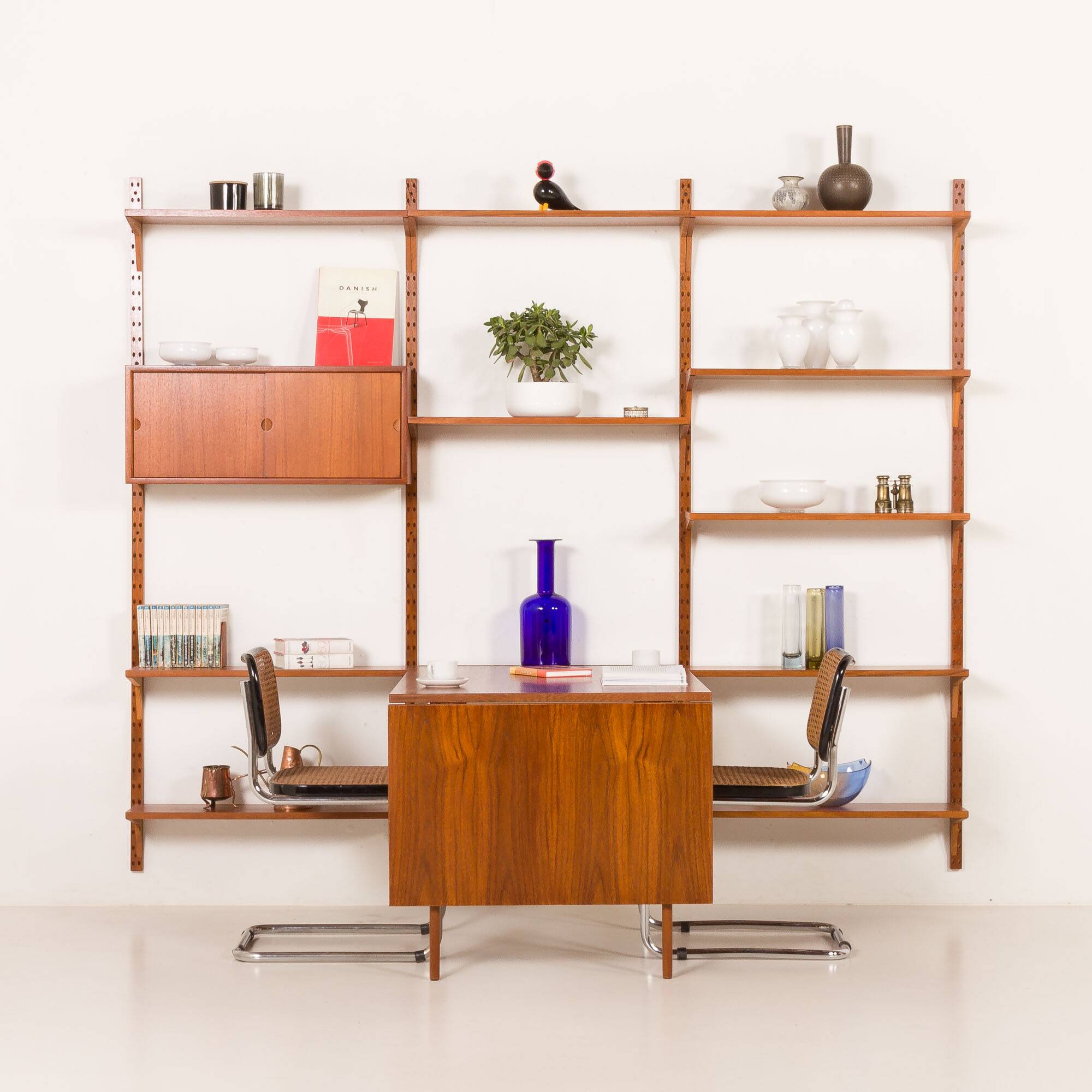 Poul Cadovius rare 3 bay wall unit with a large desk or table for Cado