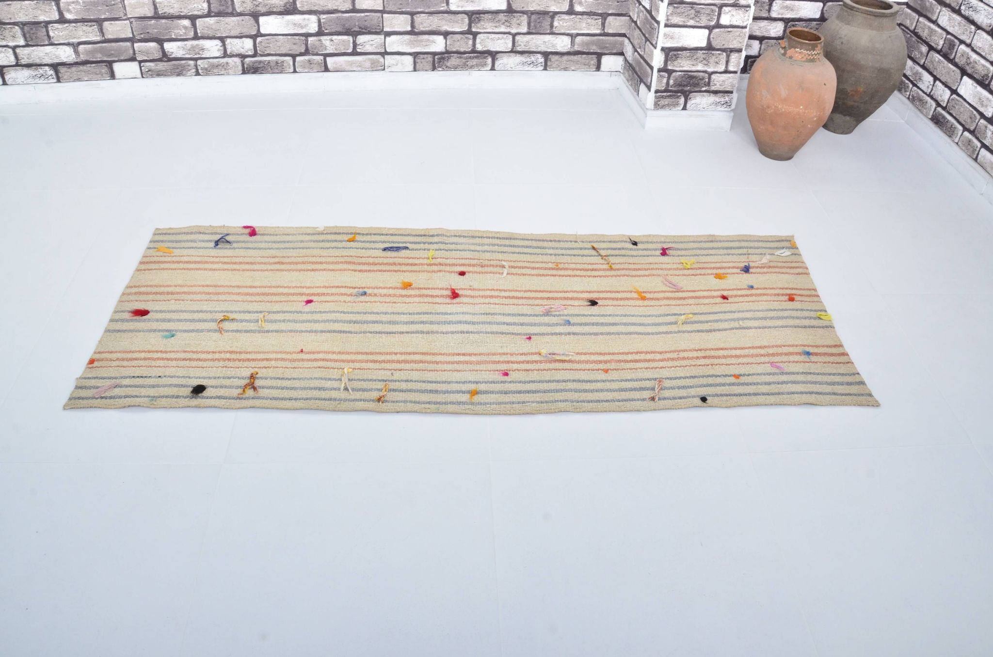 Tapis Kilim turc vintage coloré sku 3378
