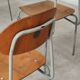 Set of 8 industrial style school chairs, Czechoslovakia 1950