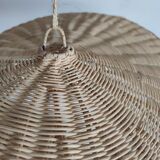 Rattan suspension or shade in the shape of a braided undulating circular tray d:80