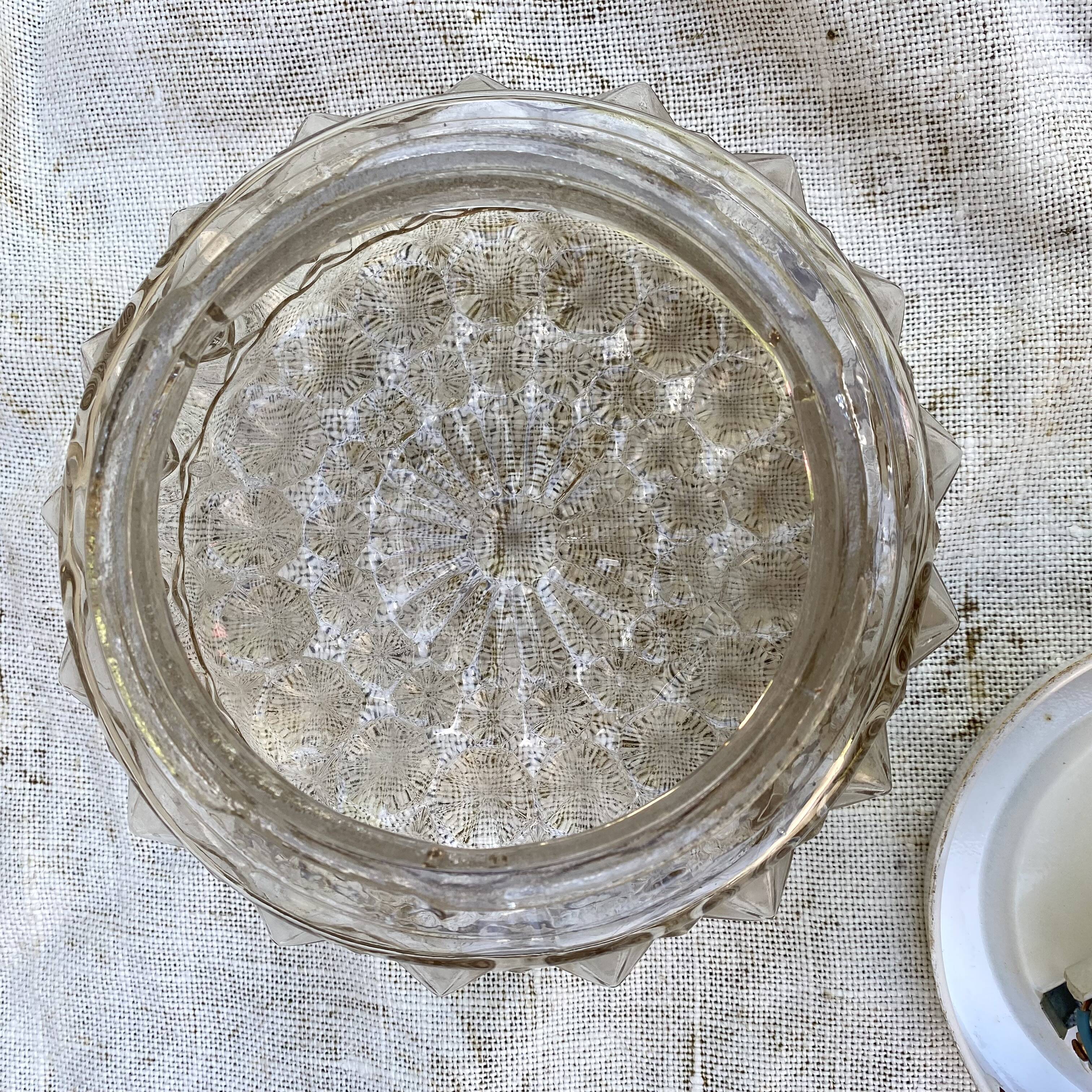 Plafonnier rond vintage en verre fumé, années 70