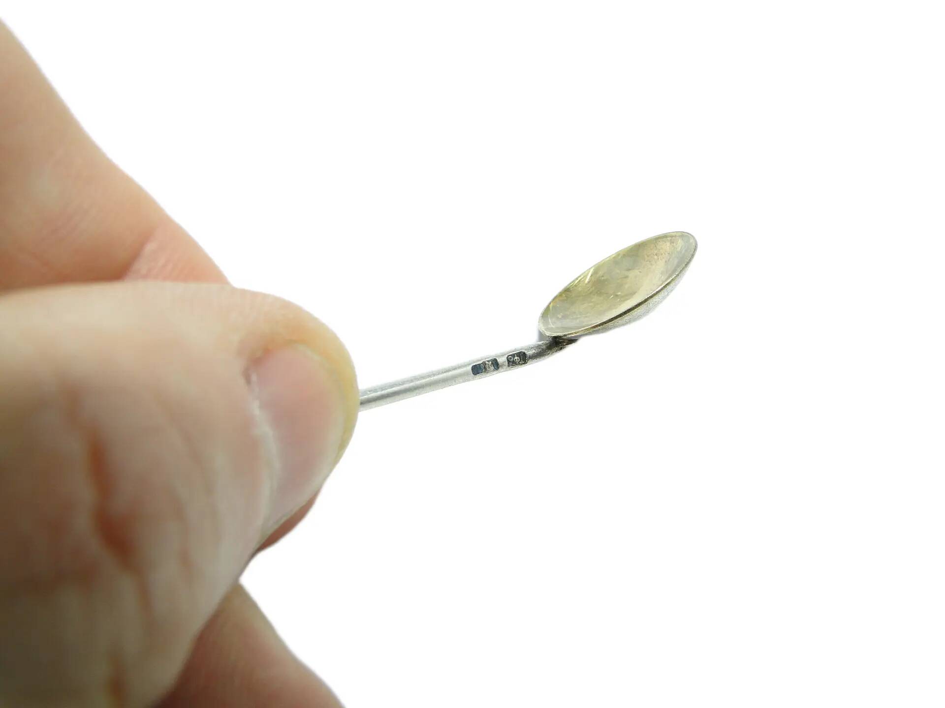 Salt spoon, modernism, silver, Poland, 1970s.