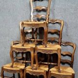 Série de 6 chaises Provencales style Louis XV en chene vers 1900