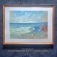 Tableau post-impressionniste à l'aquarelle "Plage de Guéthary" Pays Basque, 1920