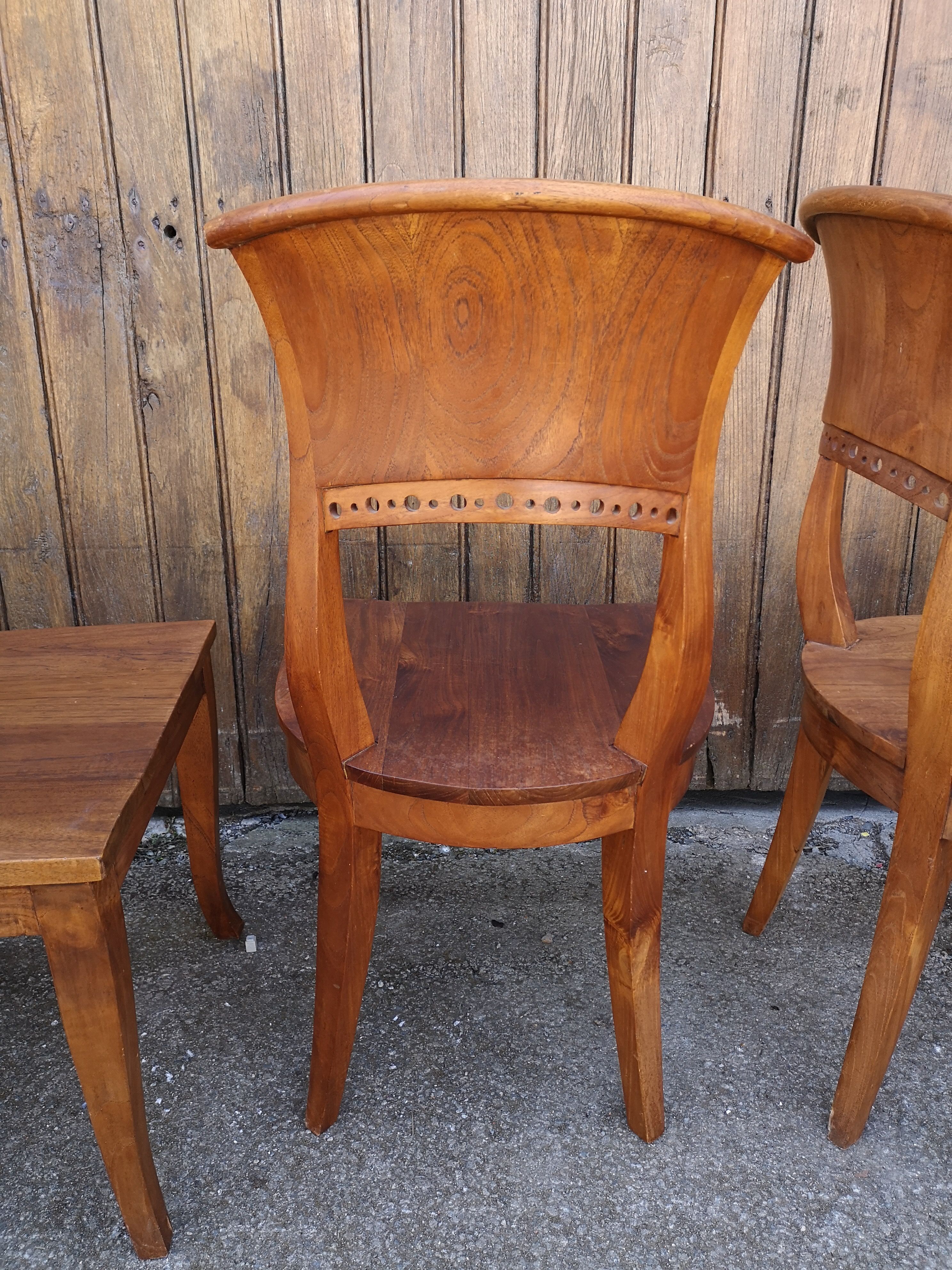4 teak art deco style chairs