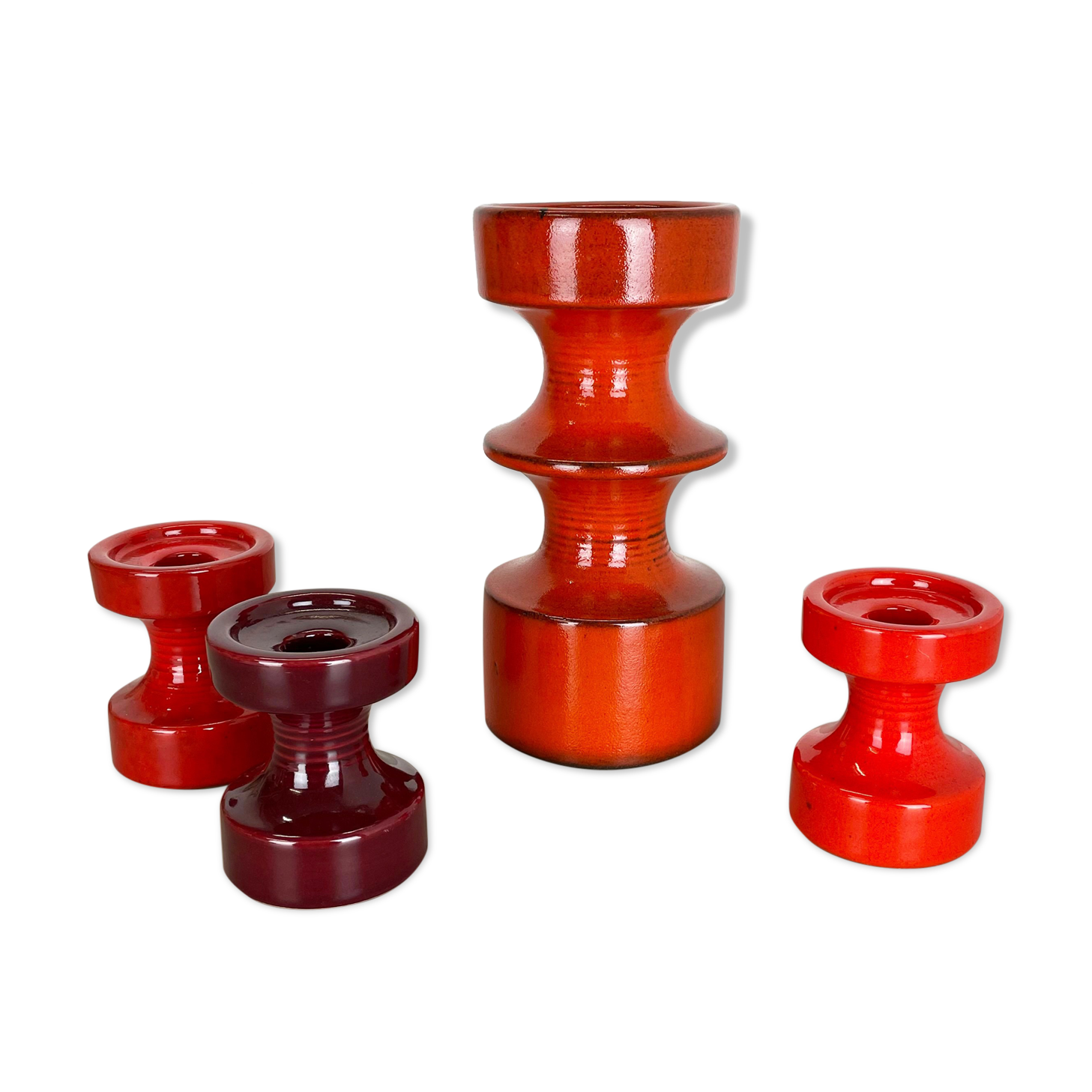 Set of Four Pottery Candleholder by Cari Zalloni for Steuler, Germany, 1970s