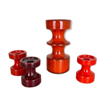 Ensemble de quatre bougeoirs en poterie par cari zalloni pour steuler, allemagne, années 1970