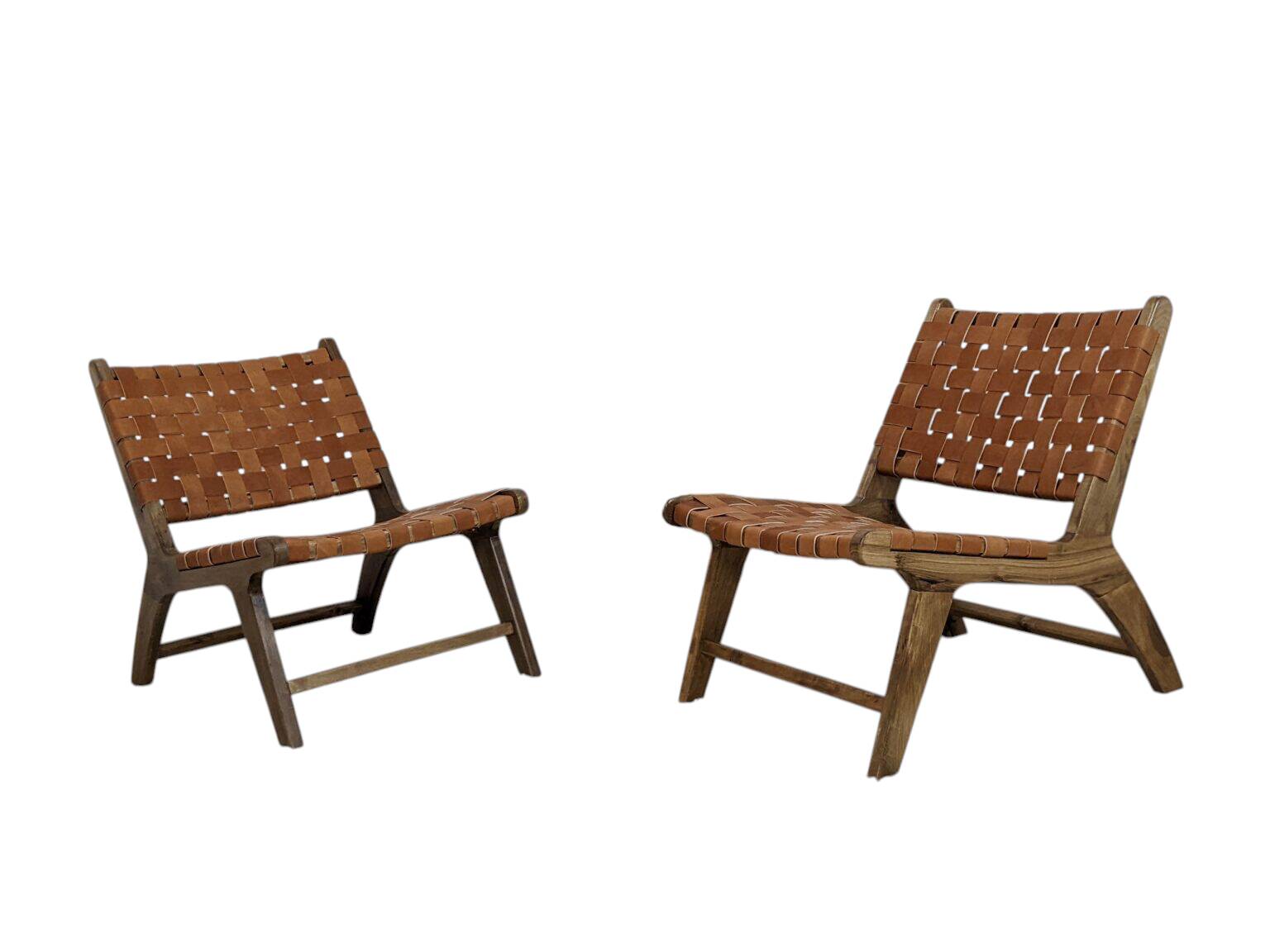 Two Moroccan leather armchairs