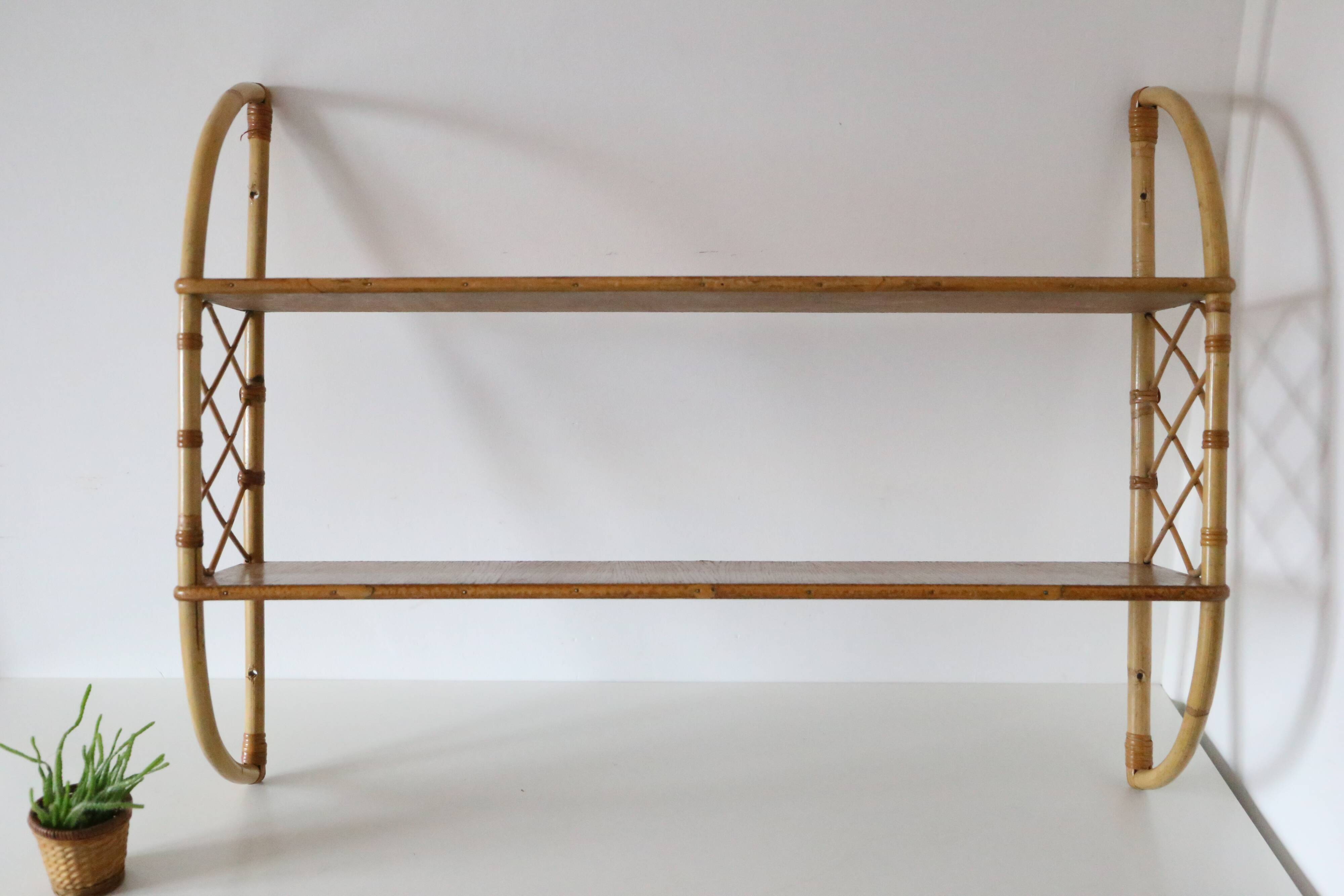 Rattan wall shelf