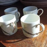 4 Limoges porcelain espresso cups by Fabrique Royale Limoges
