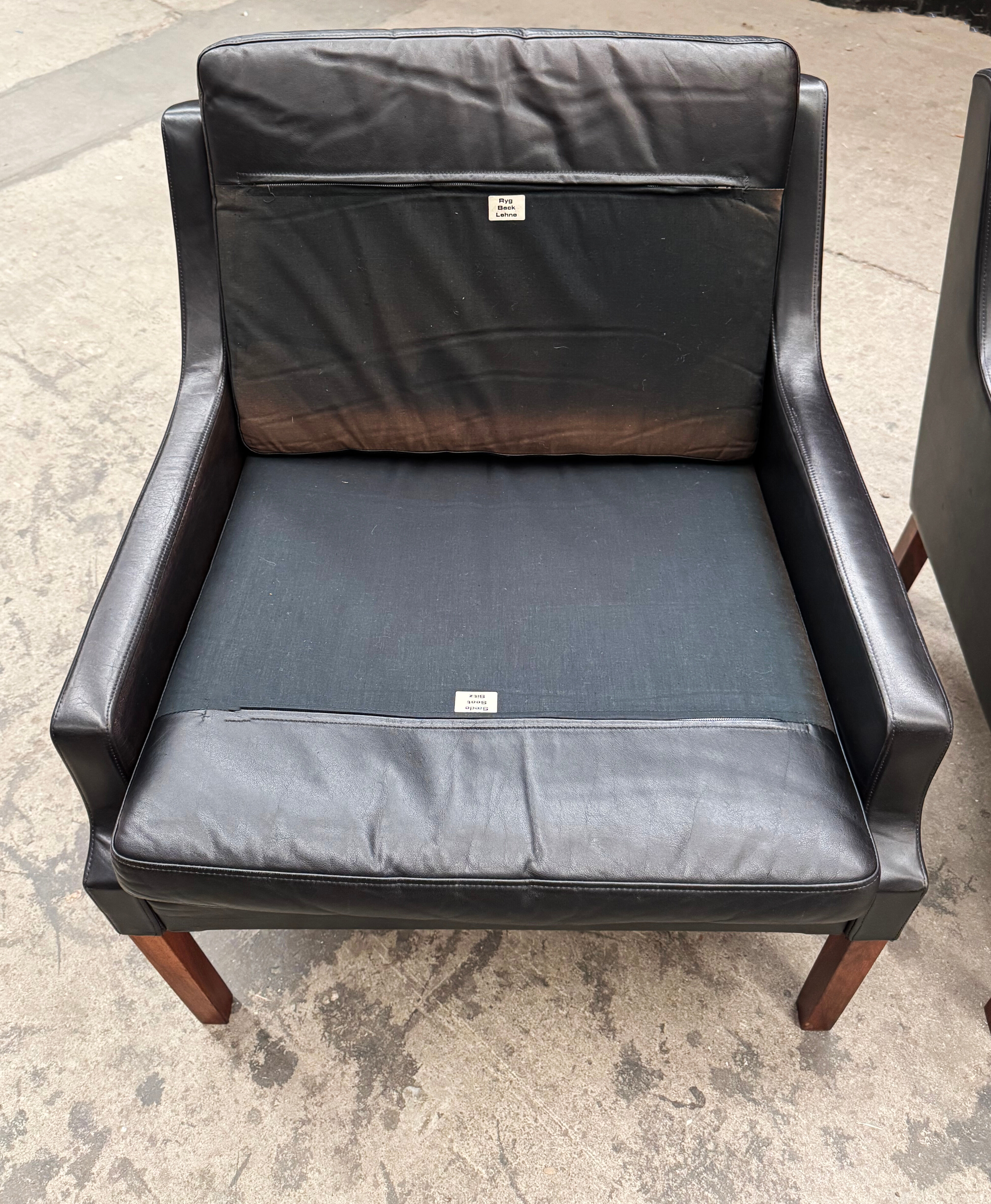 Canapé et 2 fauteuils scandinaves en cuir
